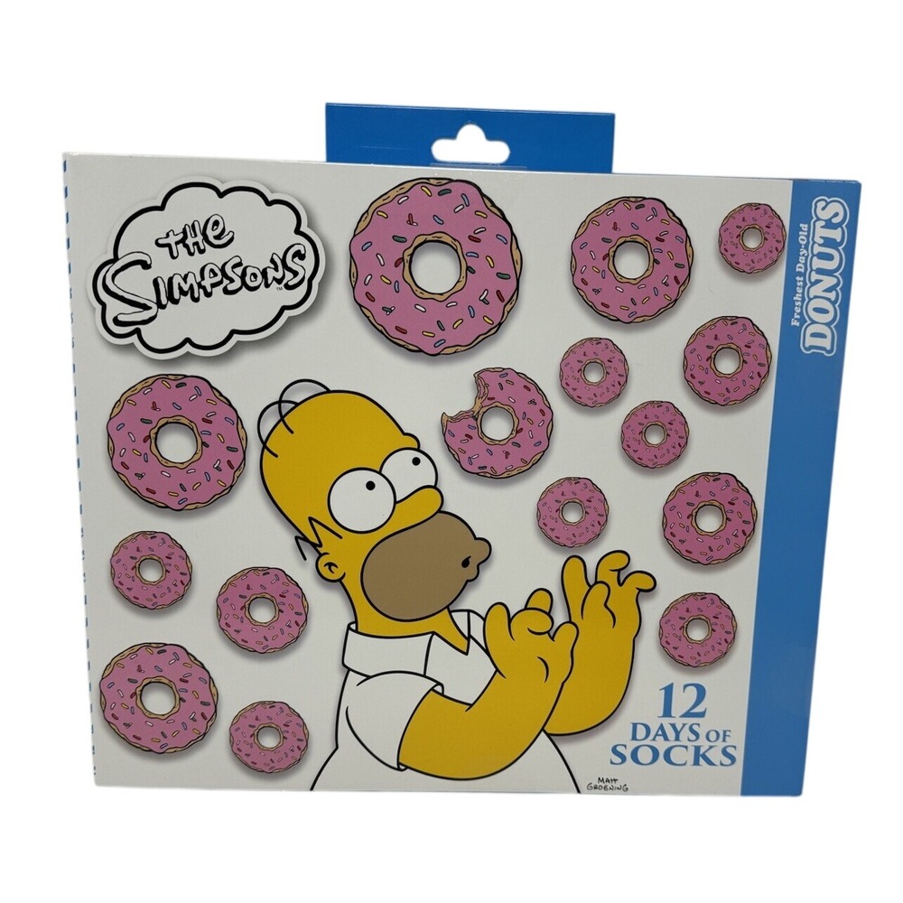 The Simpsons Homer 12 Days of Socks Advent Calendar Set 4 Crew 8 Low Cut NEW